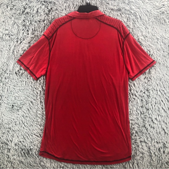 BKE Buckle Black Polo Shirt X Large Red Burnout Polo Red Shirt - Picture 5 of 8
